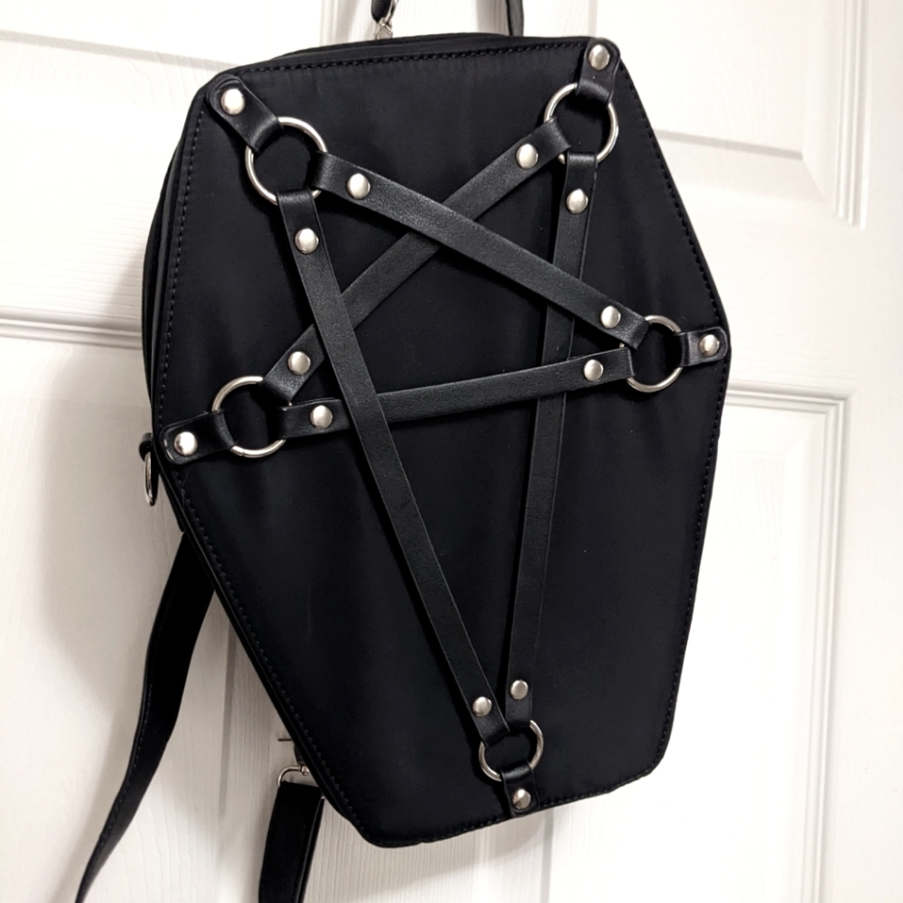 Coffin Gothic Backpack/ Purse - Adjustable, Killstar, Alternative, Punk Bag
